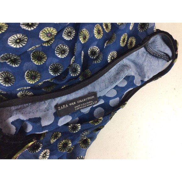 Zara Velvet Blouse Burnout Top Womens Medium - Picture 2 of 4